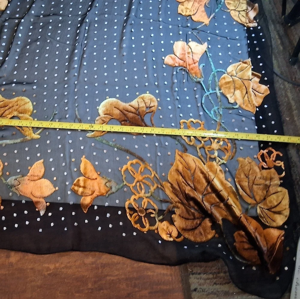 Ginormous Elegant Black and Gold Flocked French  Scarf NWT